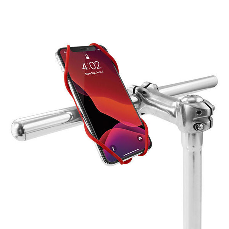 Slika - Bone Bike Tie 3 silikonsko kolesarsko držalo za mobitel, krmilo 22–45 mm (4.7"–7.2"), rdeče