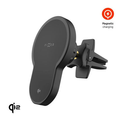 FIXED MagClick 2 (Qi2 / MagSafe, 15W) avtomobilsko magnetno držalo z brezžičnim polnilnikom, za prezračevalno rešetko, črno (FIXMCLI2-BK)