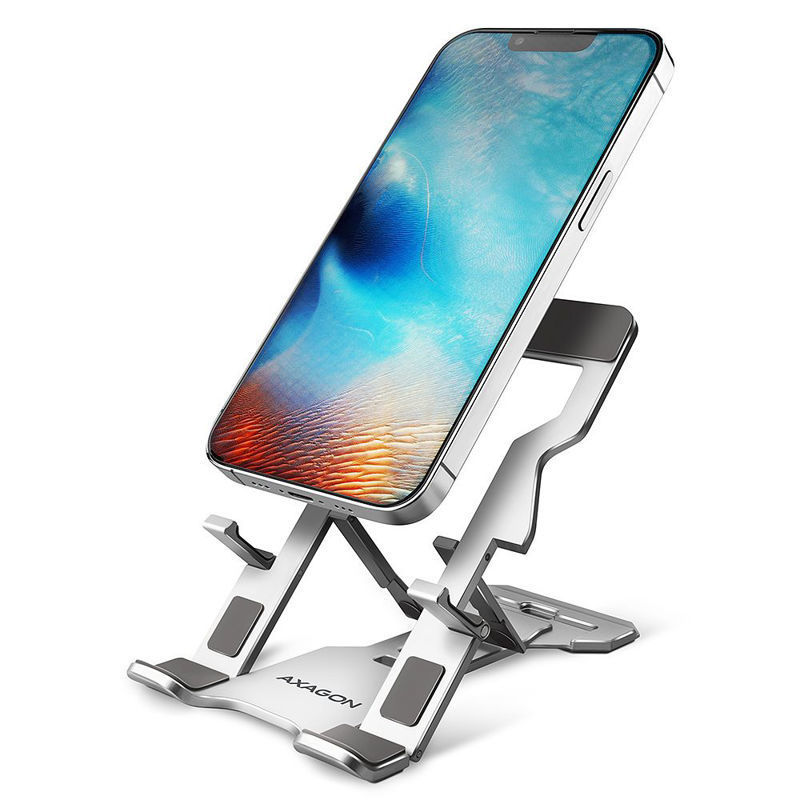 Slika - AXAGON STND-M aluminijasto zložljivo stojalo za telefone in tablice (4"–10.5"), sivo (STND-M)