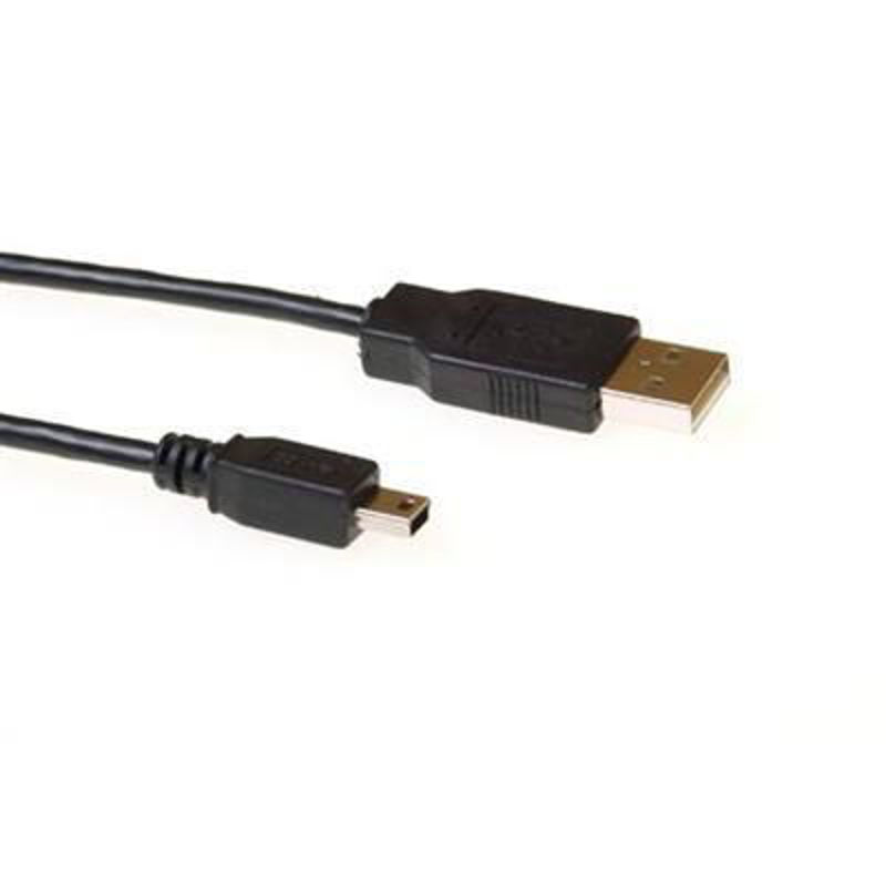 Slika - USB kabel[USB 2.0] - ACT USB A (M) - miniUSB (M) kabel, 5 m, črna (SB2415)