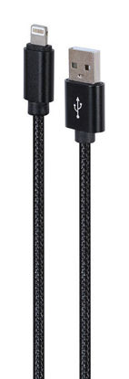 Gembird CCDB-mUSB2B-AMLM-6 pleten 8-pinski kabel z bombažem in kovinskimi konektorji 1,8 m črn USB A (M) - Lightning (M)