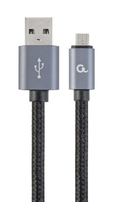 Gembird CCDB-mUSB2B-AMBM-6 Pleten micro-USB kabel z bombažno pletenino in kovinskimi konektorji 1,8 m črn