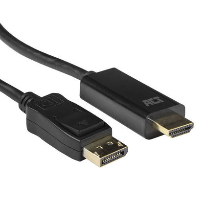 ACT AK3990 Conversion DisplayPort 1.2 moški na HDMI-A moški 1,8 m črn