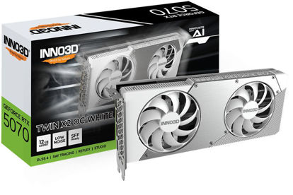 Inno3D GeForce RTX 5070 Twin X2 OC 12GB GDDR7, 192-bit, 1x HDMI / 3x DP, bela (N50702-12D7X-195064W) grafična kartica