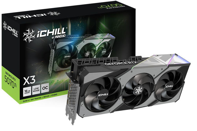 Slika - Inno3D GeForce RTX 5070 Ti iChill X3 16GB GDDR7, 256-bit, 1x HDMI / 3x DP (C507T3-16D7X-176069R) grafična kartica