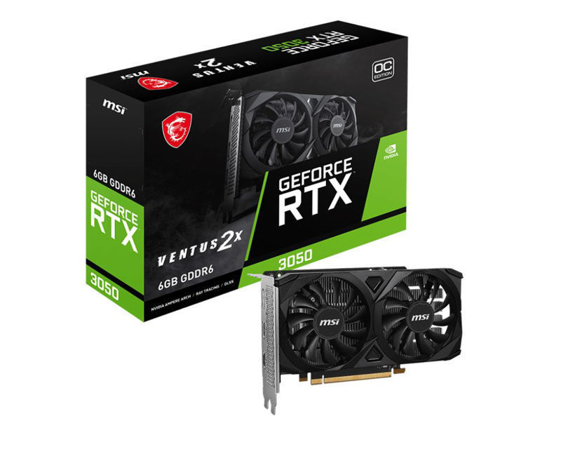 Slika - MSI GeForce RTX 3050 VENTUS 2X E 6G OC 6GB GDDR6, 96-bit, 2x HDMI / 1x DP (RTX 3050 VENTUS 2X E 6G OC) grafična kartica