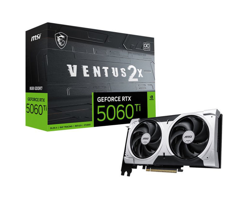 Slika - MSI GeForce RTX 5060 Ti VENTUS 2X OC PLUS 8GB GDDR7, 128-bit, 1x HDMI / 3x DP (RTX 5060 TI 8G VENTUS 2X OC PLUS) grafična kartica