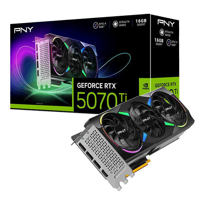 Slika - PNY GeForce RTX 5070 Ti Gaming Triple Fan ARGB 16GB GDDR7, 256-bit, 1x HDMI / 3x DP, RGB (VCG5070T16TFXXPB1) grafična kartica