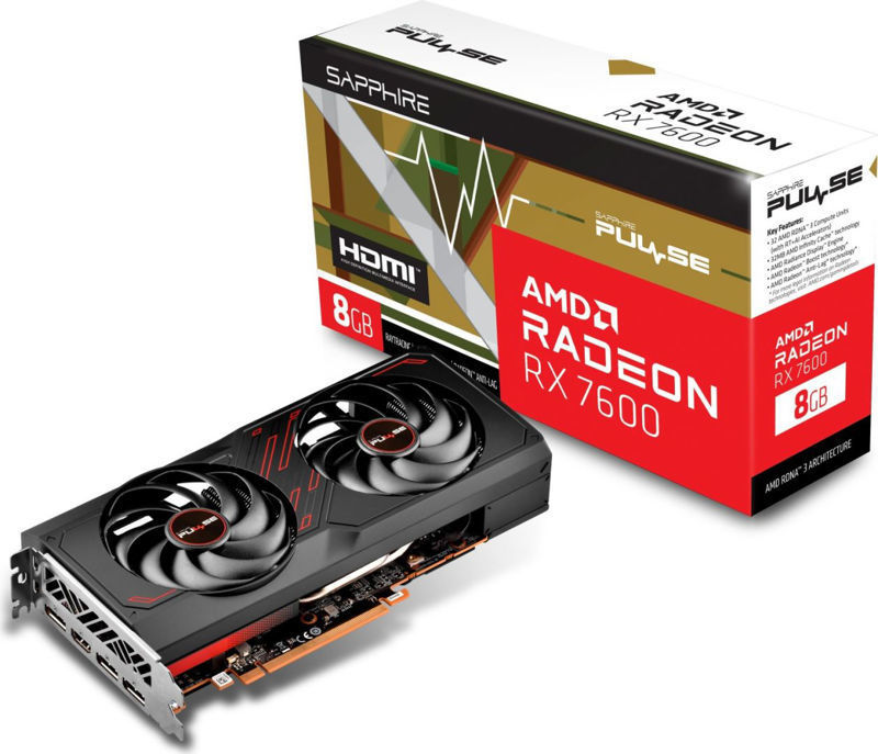 Slika - Sapphire Pulse AMD Radeon RX 7600 OC 8GB GDDR6, 128-bit, 1x HDMI / 3x DP (11324-01-20G) grafična kartica