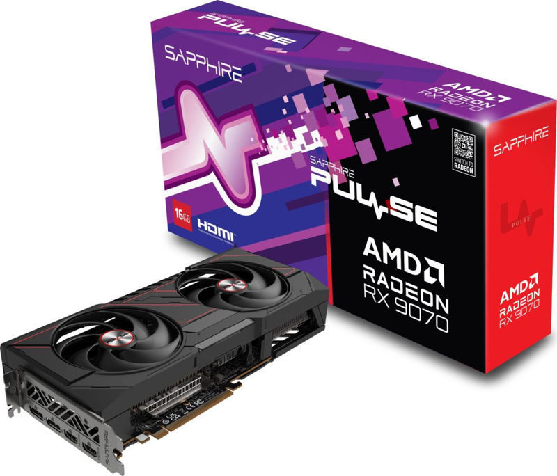 Slika - Sapphire Pulse AMD Radeon RX 9070 OC 16GB GDDR6, 256-bit, 2x HDMI / 2x DP (11349-03-20G) grafična kartica