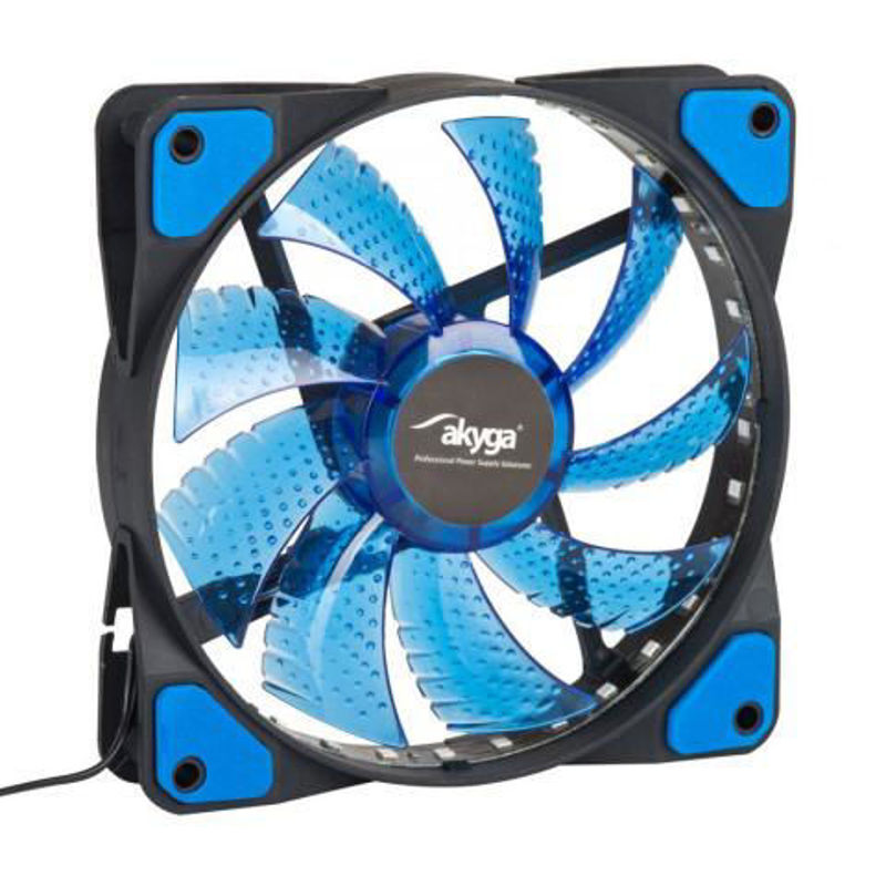 Slika - Akyga AW-12E-BL System Fan 12cm Blue LED Ventilator za ohišje (120 mm, 1100 RPM, Modra LED) (AW-12E-BL)