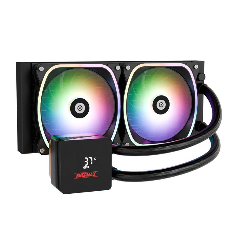 Slika - Enermax Aquafusion II 240 RGB CPU Cooler Vodno hlajenje za CPU ((AIO vodno hlajenje, 2x 120 mm Squa RGB, z digitalnim zaslonom) (ELC-AQFS240-SQA)