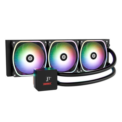 Enermax Aquafusion II 360 RGB CPU Cooler Procesorjski vodni hladilnik (AIO vodno hlajenje, 3x 120 mm Squa RGB, z digitalnim zaslonom) (ELC-AQFS360-SQA)
