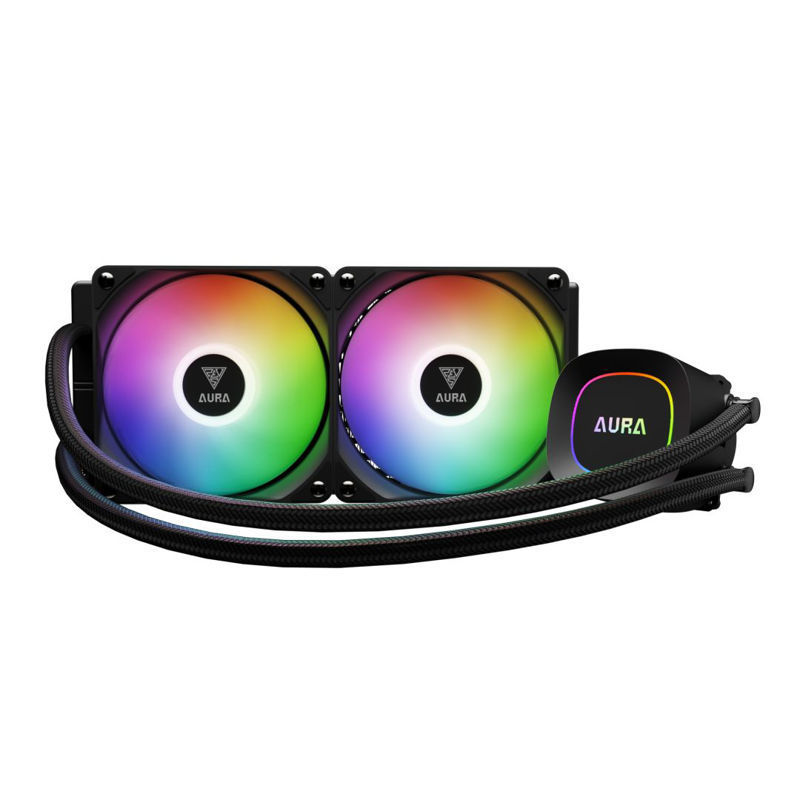 Slika - Gamdias Aura GL240 LITE Vodno hlajenje za CPU (AIO vodno hlajenje, 2x 120 mm, PWM, z RGB osvetlitvijo in podporo za LGA1851) (AURA GL240 LITE)