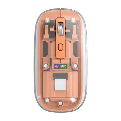 Marvo Prism B10 (M810W) dual-mode brezžična miška (800-1600 DPI, 7-barvna osvetlitev, 68 g, oranžna)