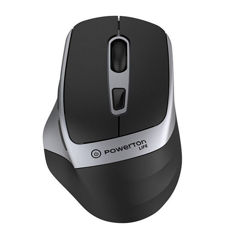 Slika - Powerton LIFE FLIXO SL ergonomska brezžična optična miška (2.4 GHz, 1600 DPI, varčna z energijo, srebrna) WPM10SL
