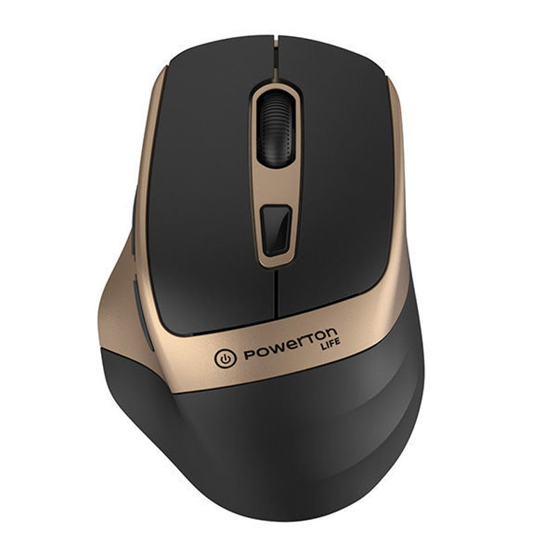 Slika - Powerton LIFE FLIXO GL ergonomska brezžična optična miška (2.4 GHz, 1600 DPI, varčna z energijo, zlat) WPM10GL