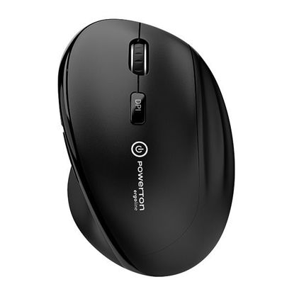 Powerton ERGO CLOE ergonomska brezžična optična miška (2.4 GHz, 1600 DPI, prostor za sprejemnik, črna)