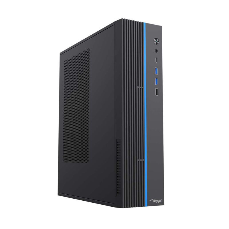 Slika - Akyga AK-302-01BL SFF Black (microATX črno, 1xUSB2.0, 2xUSB3.0, 1xUSB Type-C) računalniško ohišje