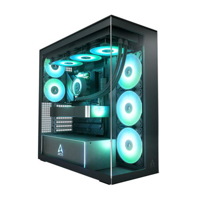 Arctic Xtender Clear Tempered Glass Black (ACPCC00023A, E-ATX črno, 2xUSB3.2, 1xUSB Type-C, RGB, stransko steklo) računalniško ohišje
