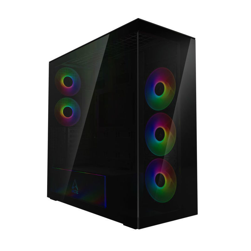 Slika - Arctic Xtender Tempered Glass Black (ACPCC00015A, E-ATX črno, 2xUSB3.2, 1xUSB Type-C, RGB, stransko steklo) računalniško ohišje