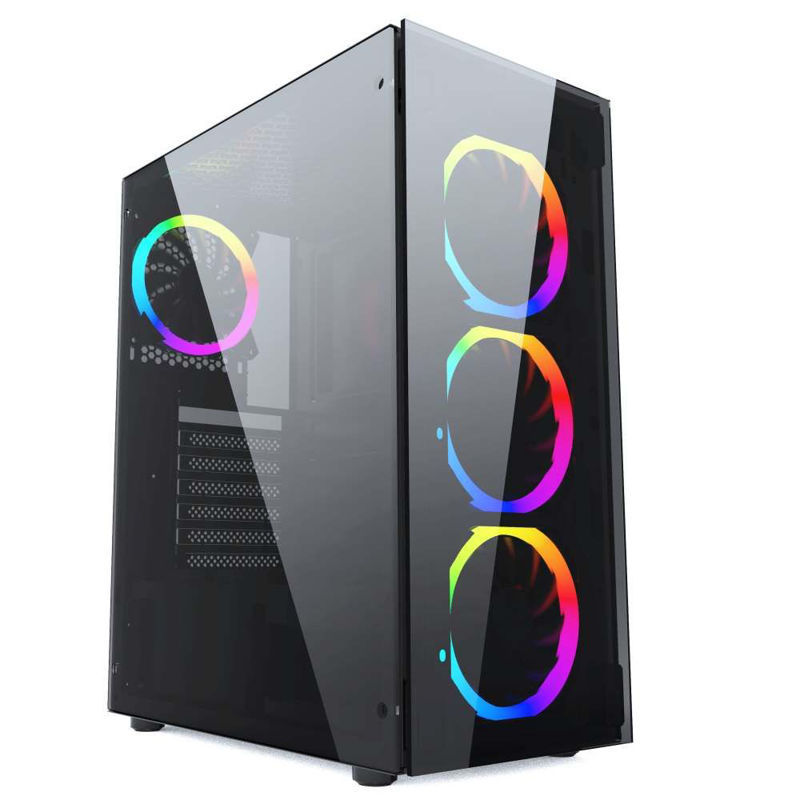 Slika - Gembird Fornax 1500RGB Black (CCC-FC-1500RGB, ATX črno, 2xUSB2.0, 2xUSB3.0, RGB, stransko steklo) računalniško ohišje